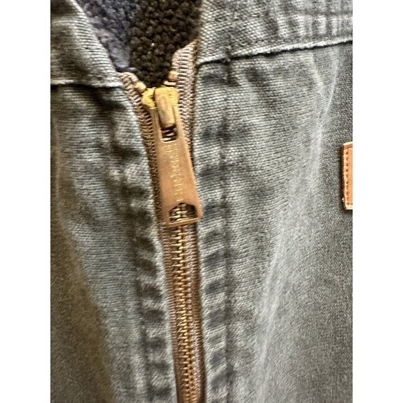 Carhartt VTG Canvas Work Vest V13MOS Green Mens 2XL Made in USA Zip Sherpa Lined - Picture 3 of 9